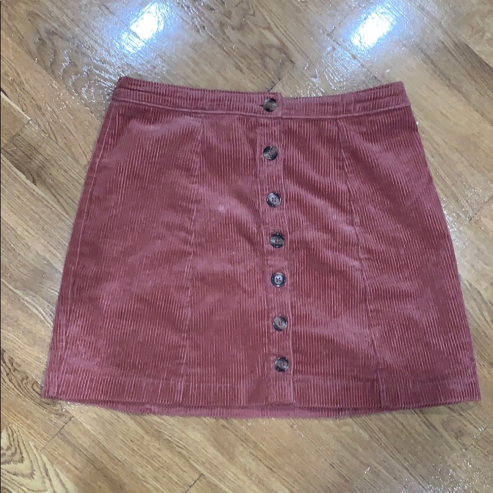 Gorgeous A-Line corduroy mini with button front